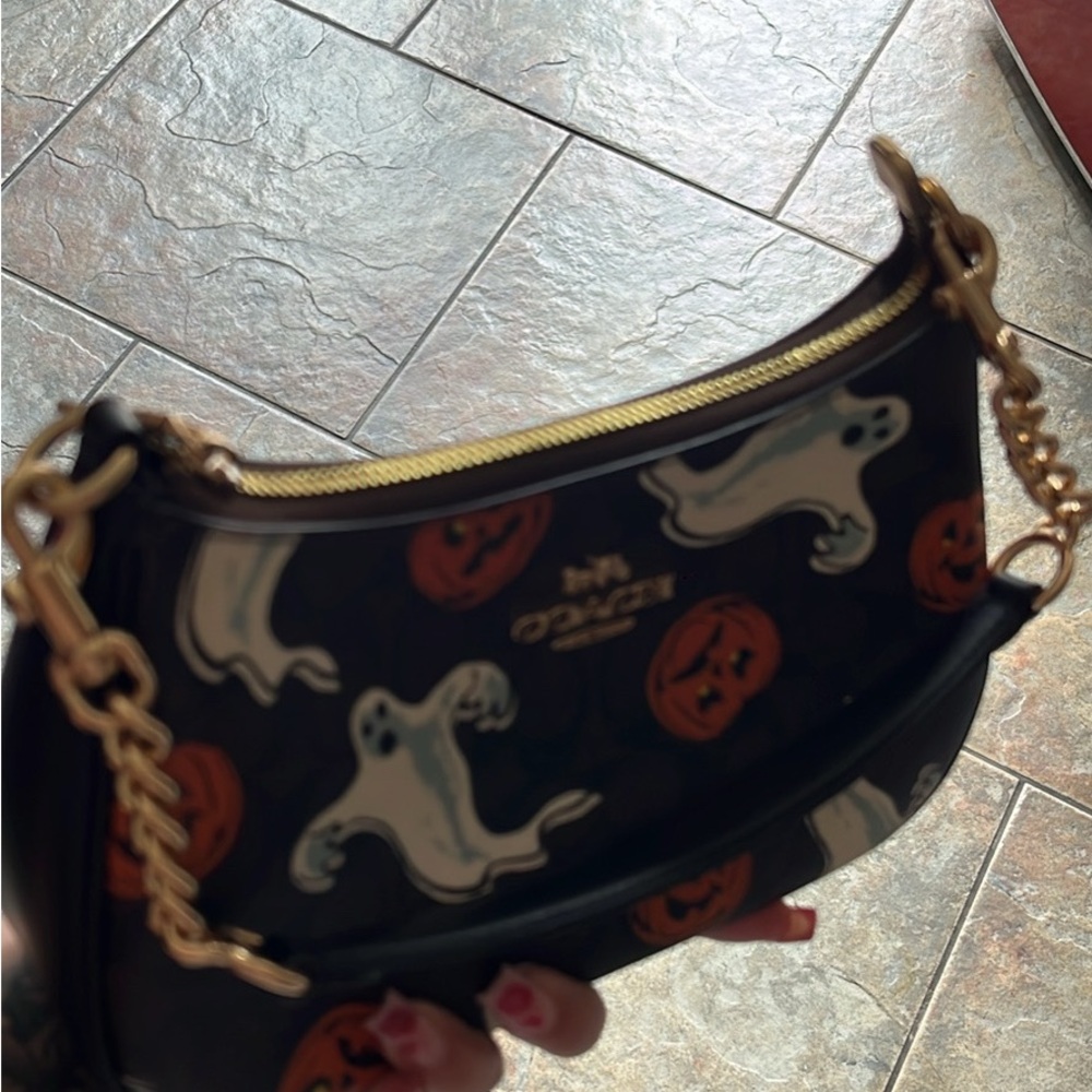 Coach Black Bag with Ghosts and Pumpkins - Picture 3 of 3